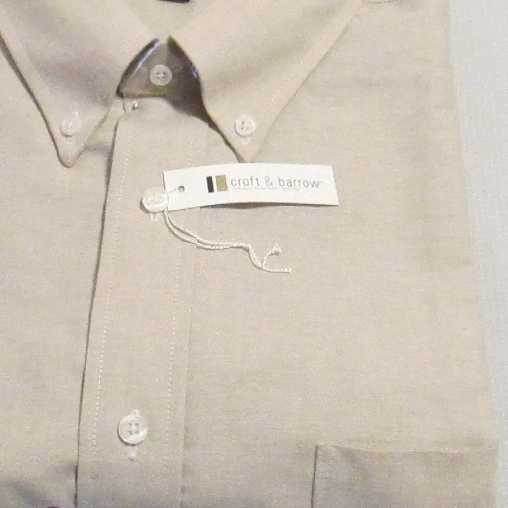 🎈 #SOLD# CROFT & BARROW MEN’S TAN/BEIGE DRESS SHIRT – 17/36 NEW 🎈 - Picture 12 of 15